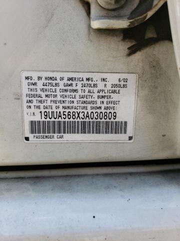 Photo 10 from auction – 2003 ACURA 3.2TL TYPE with VIN 19UUA568X3A030809