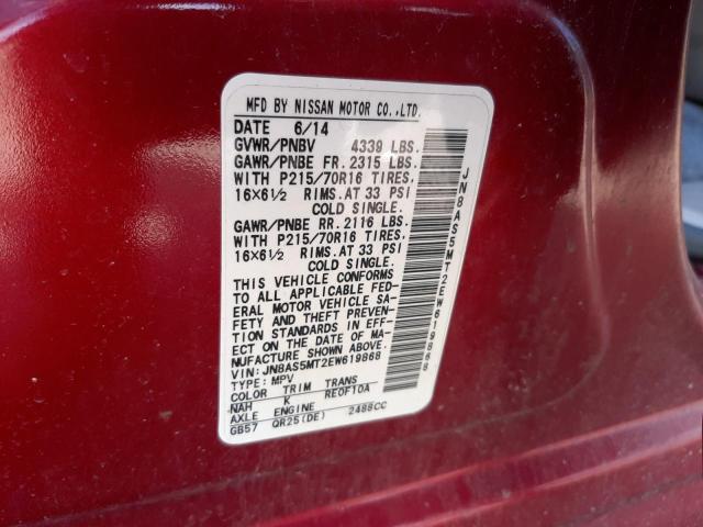 NISSAN ROGUE SELE 2014 with VIN JN8AS5MT2EW619868 - Photo from auction