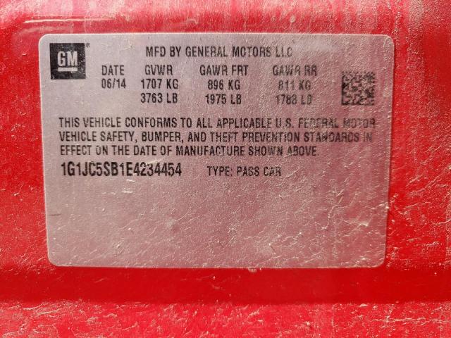 Photo 1 from auction – 2014 CHEVROLET SONIC LT with VIN 1G1JC5SB1E4234454