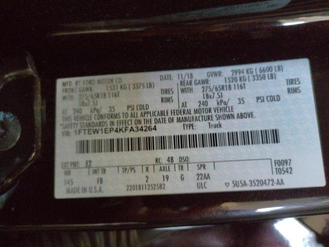 Photo 10 from auction – 2019 FORD F150 SUPER with VIN 1FTEW1EP4KFA34264