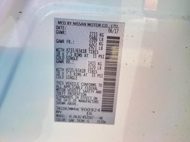 Photo 10 from auction – 2017 NISSAN PATHFINDER with VIN 5N1DR2MM4HC900924
