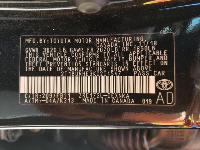 Photo 10 from auction – 2019 TOYOTA COROLLA L with VIN 2T1BURHE9KC204547