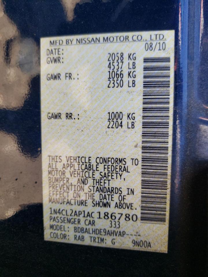 Photo 10 from auction – 2010 NISSAN ALTIMA HYB with VIN 1N4CL2AP1AC186780