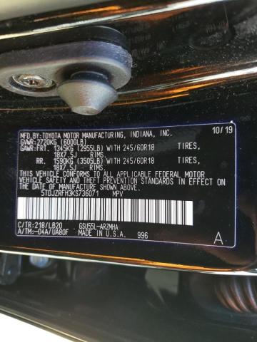 Photo 10 from auction – 2019 TOYOTA HIGHLANDER with VIN 5TDJZRFH3KS736071