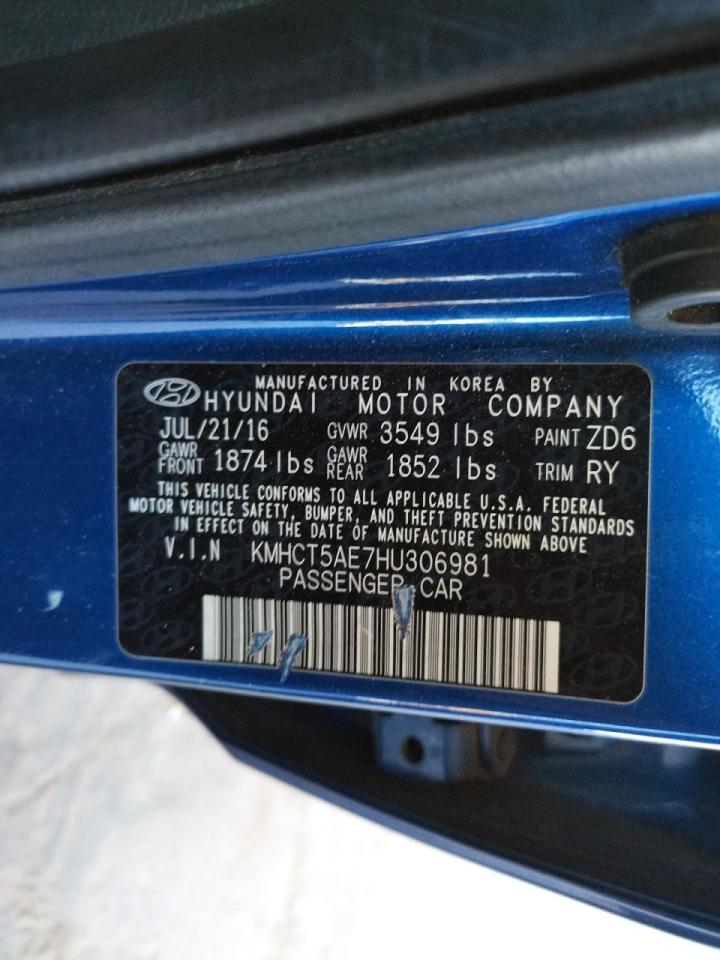 Photo 20 from auction – 2017 HYUNDAI ACCENT SE with VIN KMHCT5AE7HU306981