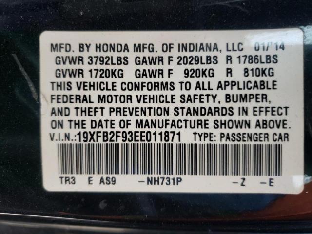 Photo 10 from auction – 2014 HONDA CIVIC EXL with VIN 19XFB2F93EE011871