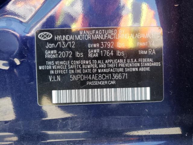 Photo 10 from auction – 2012 HYUNDAI ELANTRA GL with VIN 5NPDH4AE8CH136671