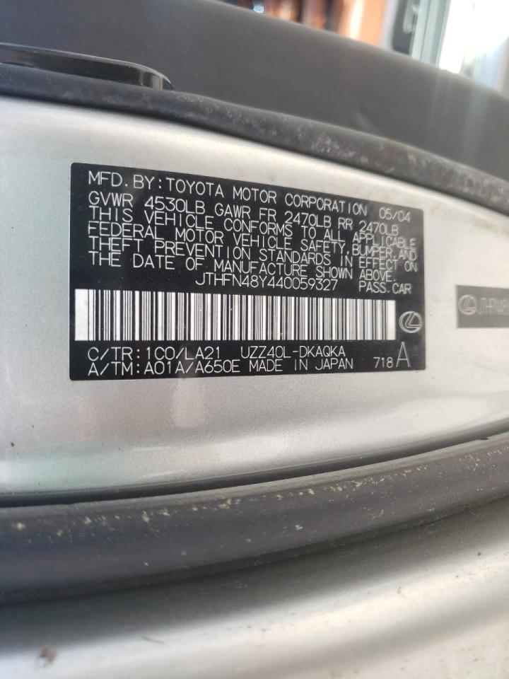 Photo 10 from auction – 2004 LEXUS SC 430 with VIN JTHFN48Y440059327