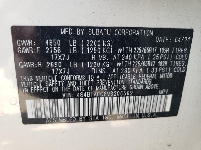 Photo 10 from auction – 2021 SUBARU OUTBACK PR with VIN 4S4BTAFC8M3206562