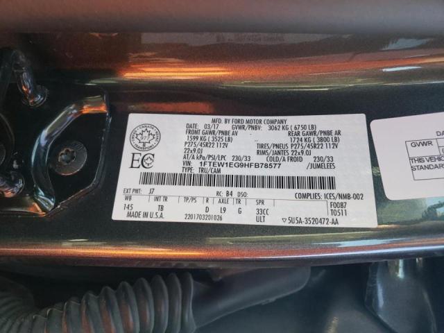 Photo 10 from auction – 2017 FORD F150 SUPER with VIN 1FTEW1EG9HFB78577