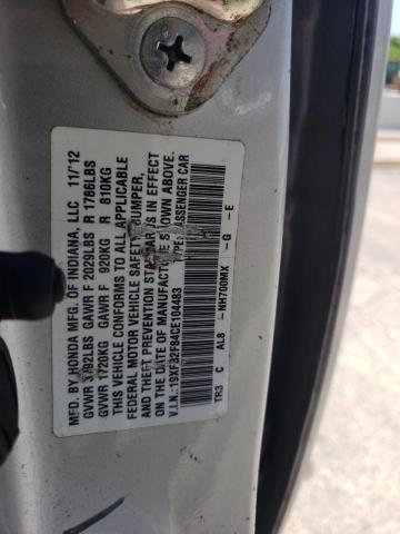 HONDA CIVIC EX 2012 with VIN 19XFB2F84CE104483 - Photo from auction