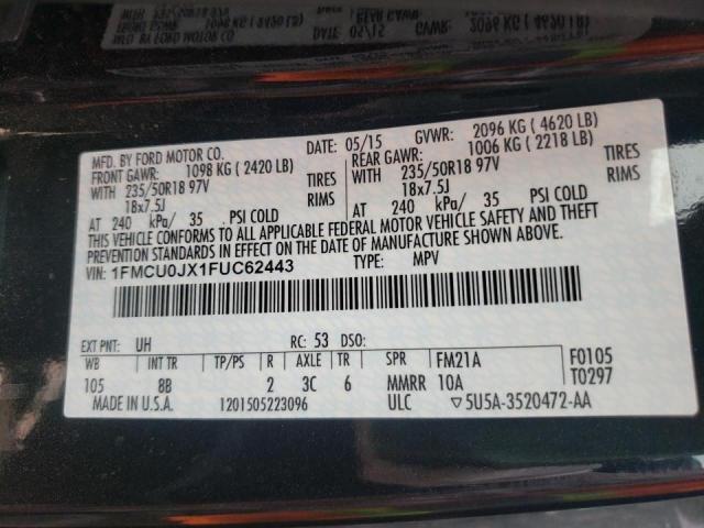 Photo 10 from auction – 2015 FORD ESCAPE TIT with VIN 1FMCU0JX1FUC62443