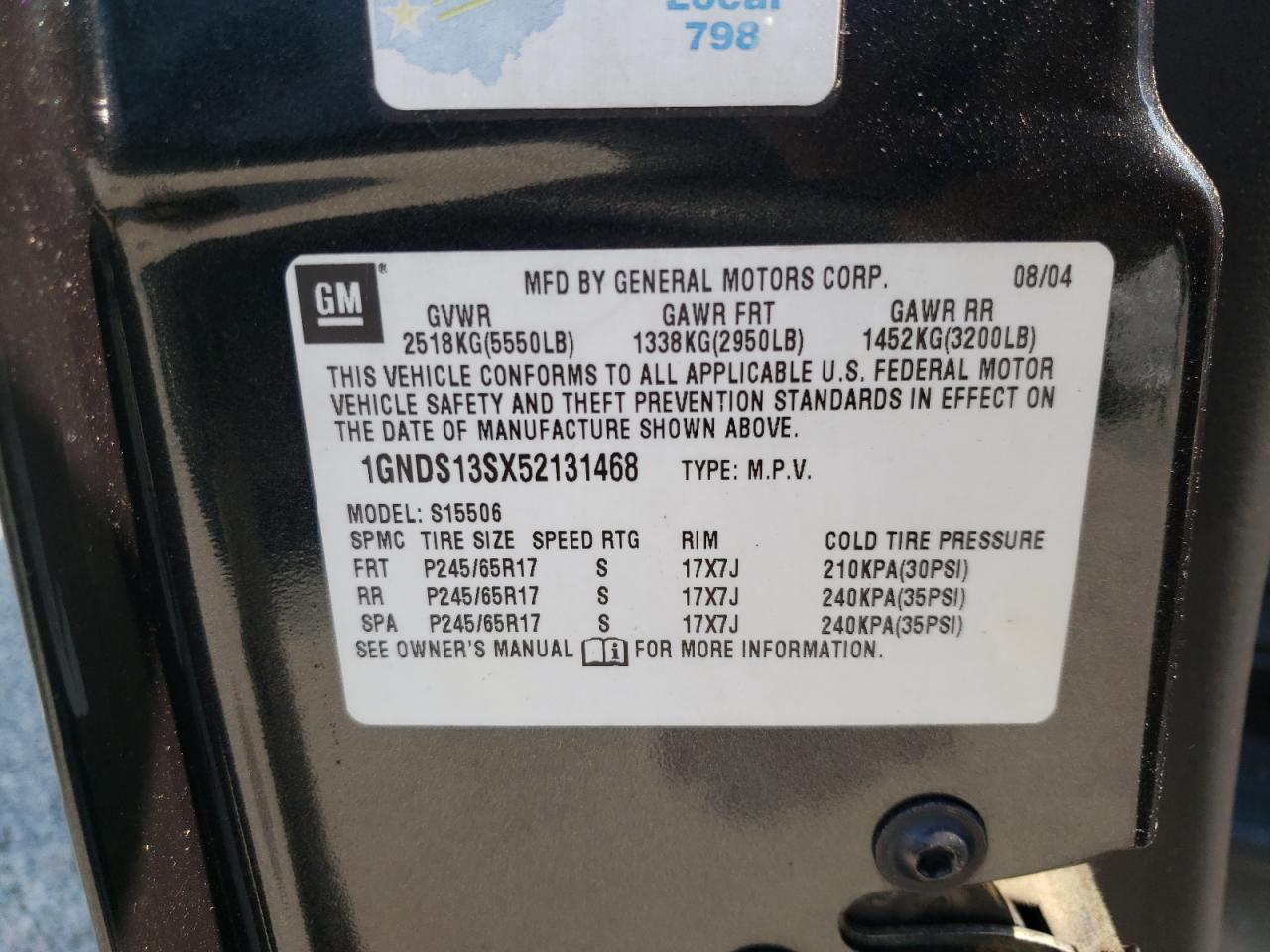 Photo 10 from auction – 2005 CHEVROLET TRAILBLAZE with VIN 1GNDS13SX52131468