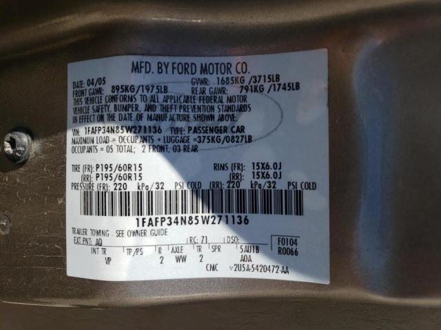 Photo 10 from auction – 2005 FORD FOCUS ZX4 with VIN 1FAFP34N85W271136