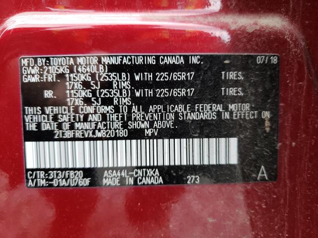 Photo 10 from auction – 2018 TOYOTA RAV4 LE with VIN 2T3BFREVXJW820180