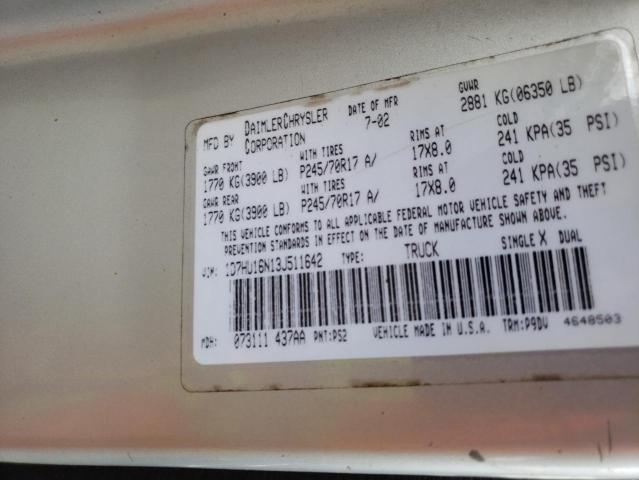 Photo 10 from auction – 2003 DODGE RAM 1500 S with VIN 1D7HU16N13J511642