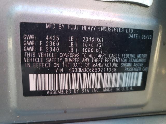Photo 10 from auction – 2011 SUBARU LEGACY 2.5 with VIN 4S3BMBC68B3211358