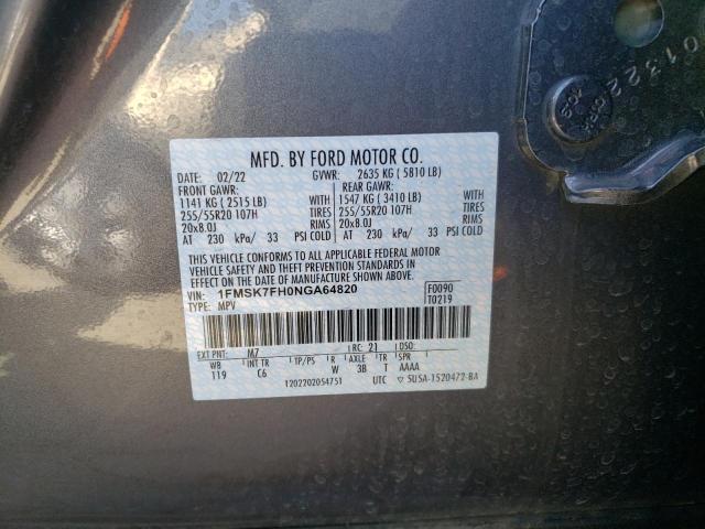 صورة رقم 10 من المزاد - 2022 FORD EXPLORER L مع VIN 1FMSK7FH0NGA64820