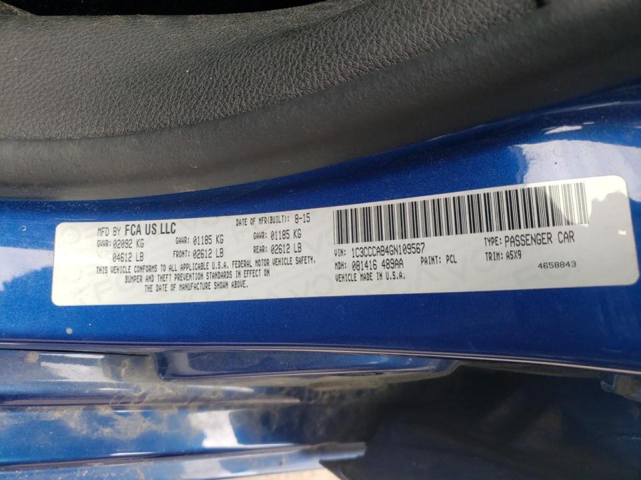 Photo 20 from auction – 2016 CHRYSLER 200 LIMITE with VIN 1C3CCCAB4GN109567