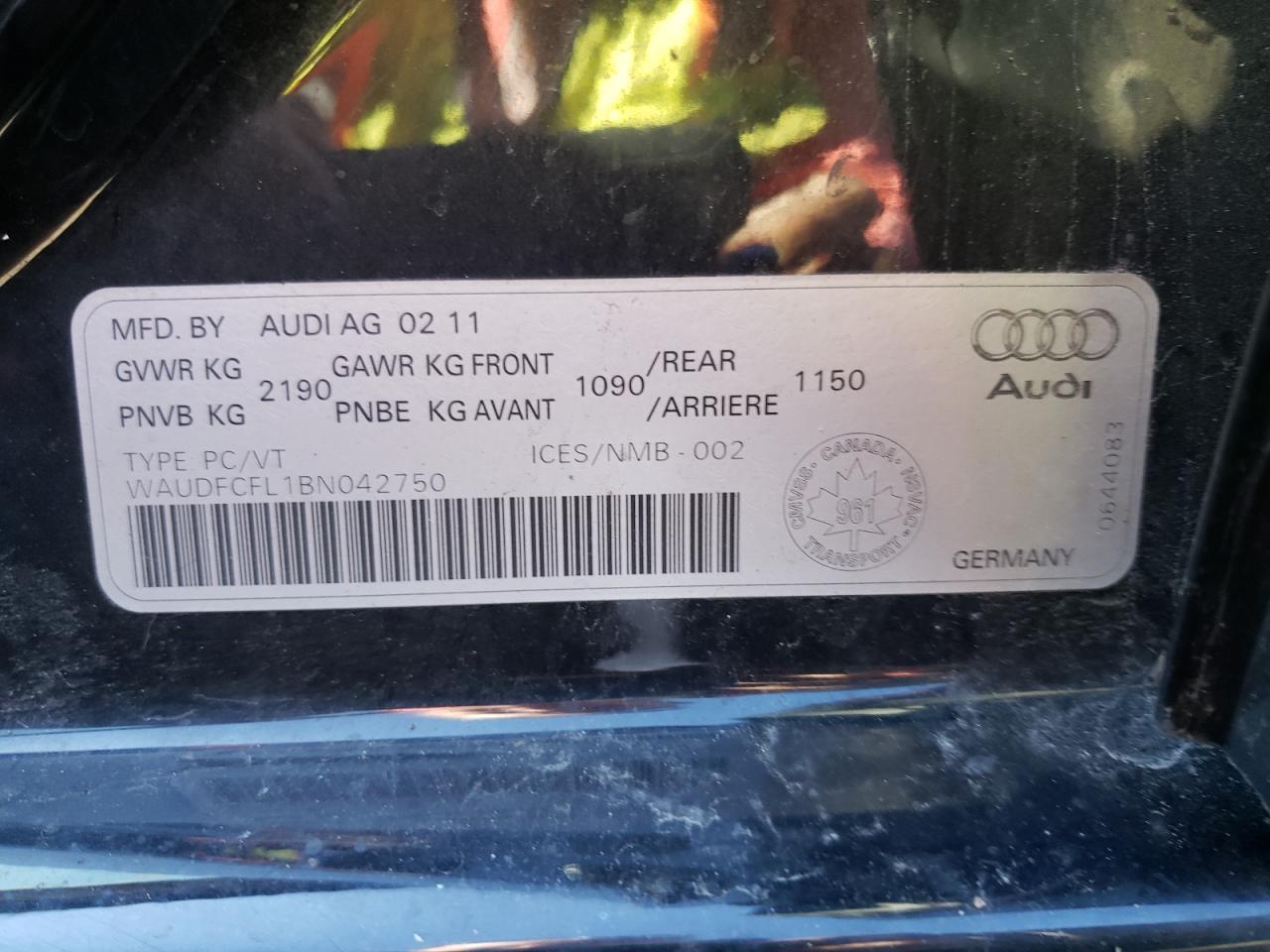Photo 10 from auction – 2011 AUDI A4 PREMIUM with VIN WAUDFCFL1BN042750