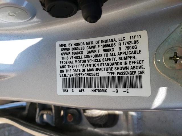 Photo 10 from auction – 2012 HONDA CIVIC with VIN 19XFB2F5XCE025342