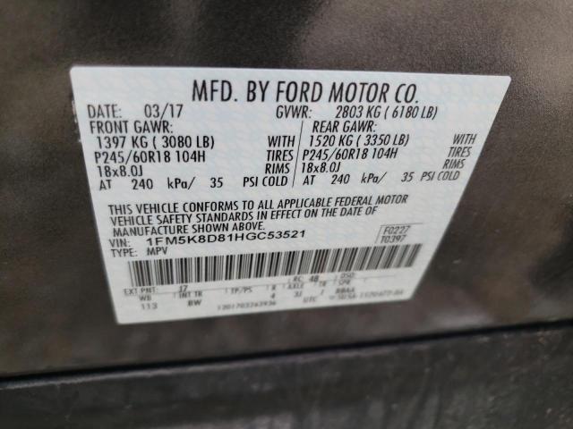 Photo 10 from auction – 2017 FORD EXPLORER X with VIN 1FM5K8D81HGC53521