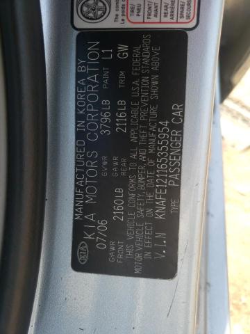 Photo 10 from auction – 2006 KIA SPECTRA with VIN KNAFE121165355954