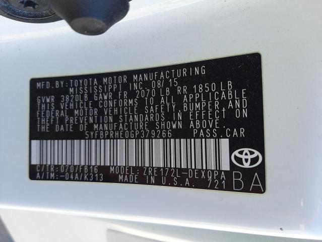 Photo 10 from auction – 2016 TOYOTA COROLLA EC with VIN 5YFBPRHE0GP379266