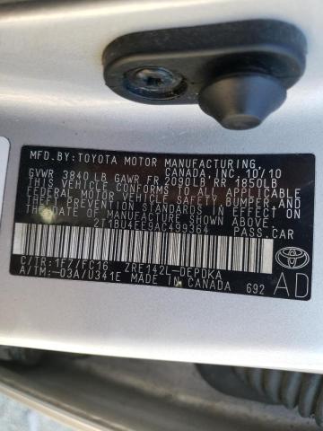 Photo 10 from auction – 2010 TOYOTA COROLLA BA with VIN 2T1BU4EE9AC499364