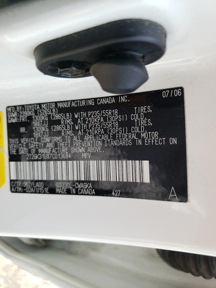 Photo 10 from auction – 2007 LEXUS RX 350 with VIN 2T2GK31UX7C013684