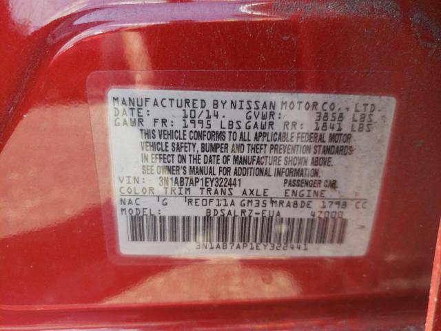 Photo 10 from auction – 2014 NISSAN SENTRA S with VIN 3N1AB7AP1EY322441