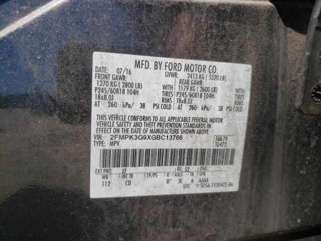 Foto 10 de la subasta – 2016 FORD EDGE SE con VIN 2FMPK3G9XGBC13766