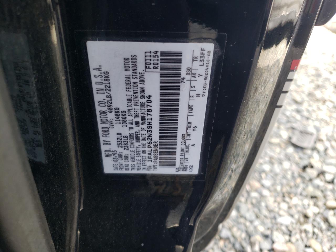 Photo 10 from auction – 1995 FORD THUNDERBIR with VIN 1FALP62W3SH178704