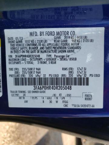 Photo 10 from auction – 2013 FORD FUSION SE with VIN 3FA6P0HR4DR205048