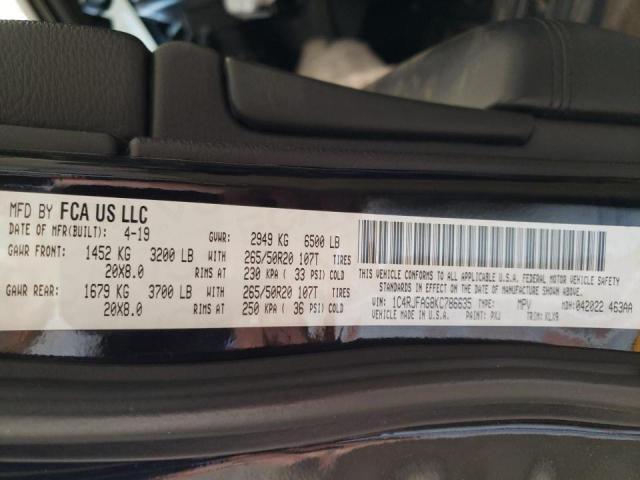 Photo 10 from auction – 2019 JEEP GRAND CHER with VIN 1C4RJFAG8KC786635