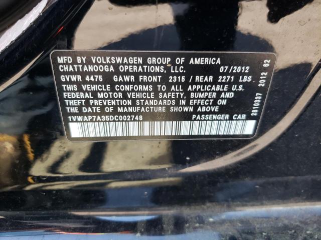 Photo 10 from auction – 2013 VOLKSWAGEN PASSAT S with VIN 1VWAP7A35DC002748