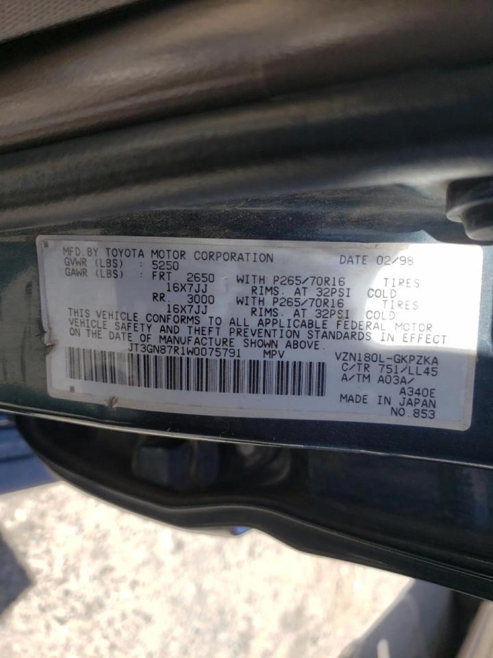 Photo 10 from auction – 1998 TOYOTA 4RUNNER LI with VIN JT3GN87R1W0075791