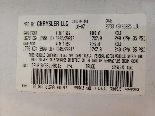 Photo 10 from auction – 2008 DODGE RAM 1500 S with VIN 1D7HA16K08J148112