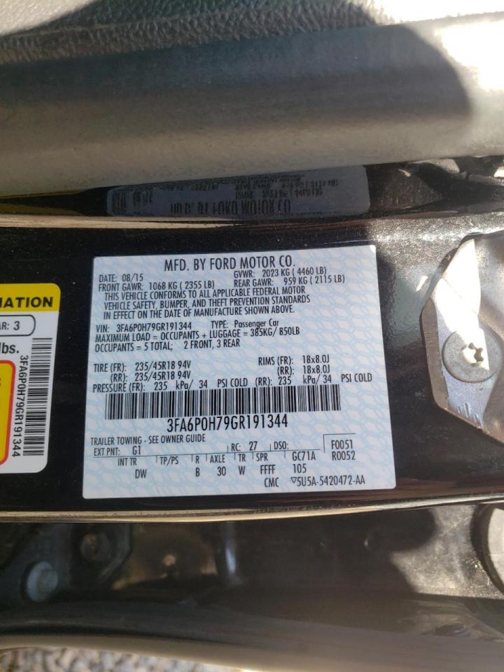 Photo 10 from auction – 2016 FORD FUSION SE with VIN 3FA6P0H79GR191344
