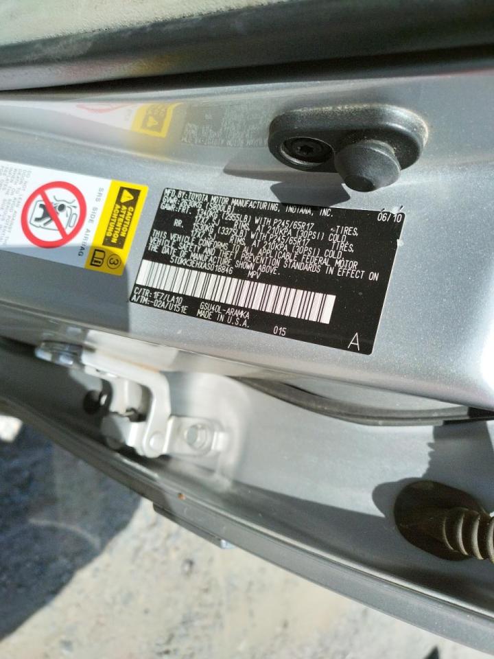 Photo 10 from auction – 2010 TOYOTA HIGHLANDER with VIN 5TDKK3EHXAS018846