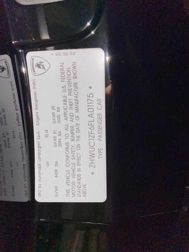 Photo 10 from auction – 2015 LAMBORGHINI HURACAN with VIN ZHWUC1ZF6FLA01175