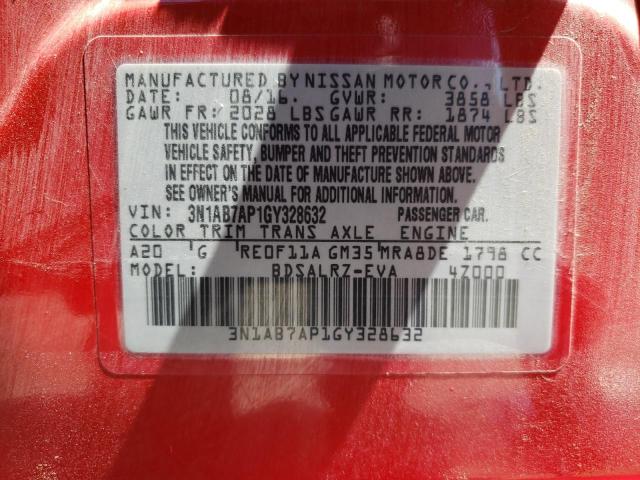 Photo 10 from auction – 2016 NISSAN SENTRA S with VIN 3N1AB7AP1GY328632