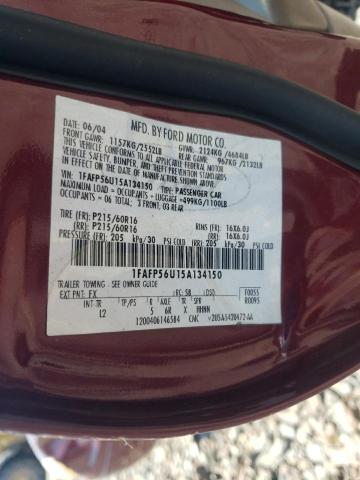 Photo 10 from auction – 2005 FORD TAURUS SEL with VIN 1FAFP56U15A134150