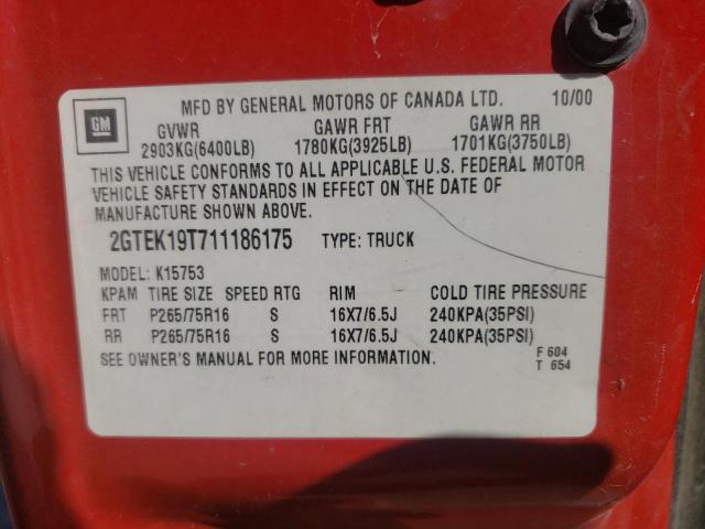 Photo 10 from auction – 2001 GMC NEW SIERRA with VIN 2GTEK19T711186175