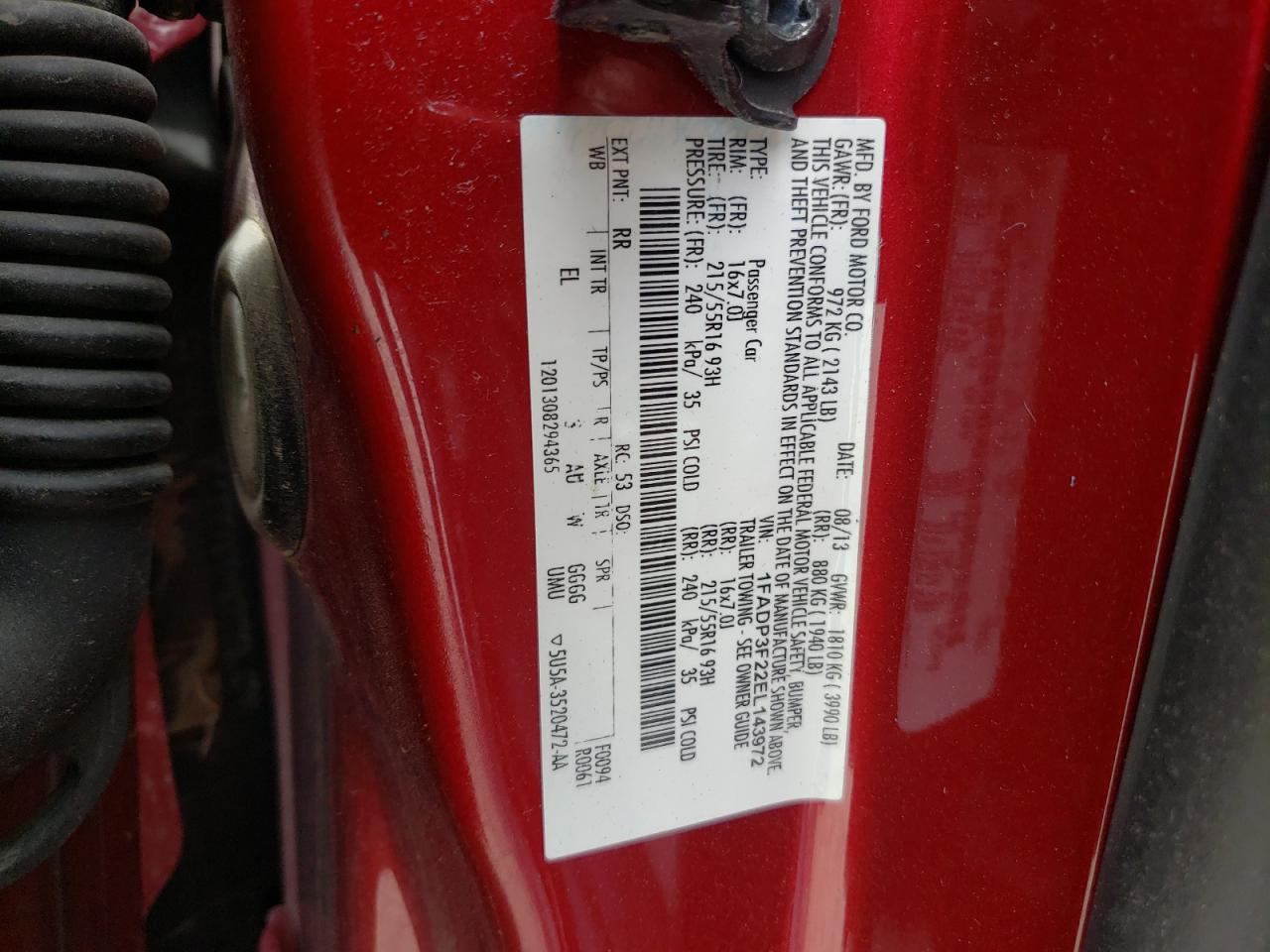 Photo 10 from auction – 2014 FORD FOCUS SE with VIN 1FADP3F22EL143972