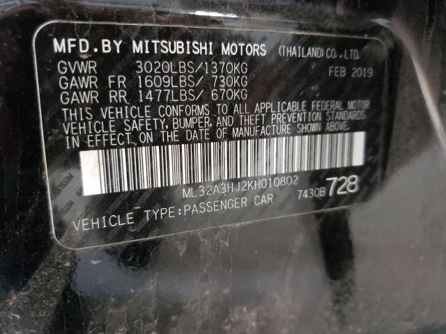 Photo 10 from auction – 2019 MITSUBISHI MIRAGE ES with VIN ML32A3HJ2KH010802