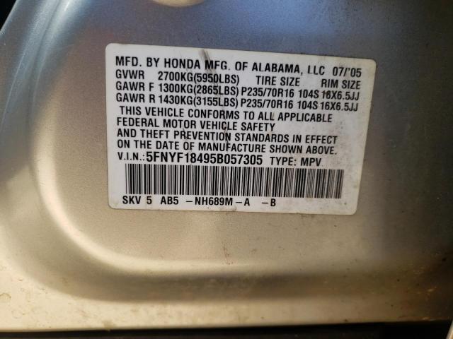 Photo 10 from auction – 2005 HONDA PILOT EX with VIN 5FNYF18495B057305