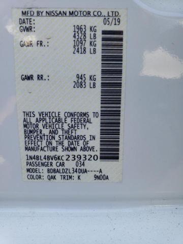 Photo 10 from auction – 2019 NISSAN ALTIMA S with VIN 1N4BL4BV6KC239320