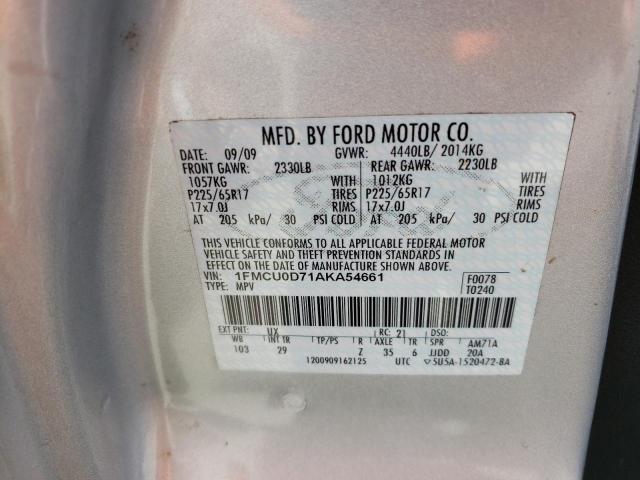 Photo 10 from auction – 2010 FORD ESCAPE XLT with VIN 1FMCU0D71AKA54661