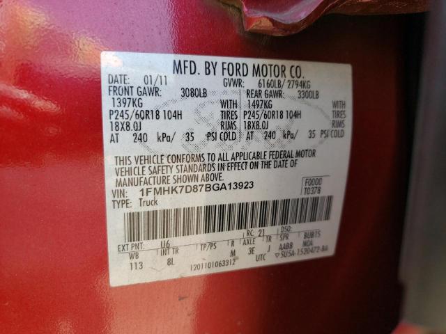 Photo 10 from auction – 2011 FORD EXPLORER X with VIN 1FMHK7D87BGA13923
